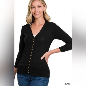 Black Button-Up Women's Sweater